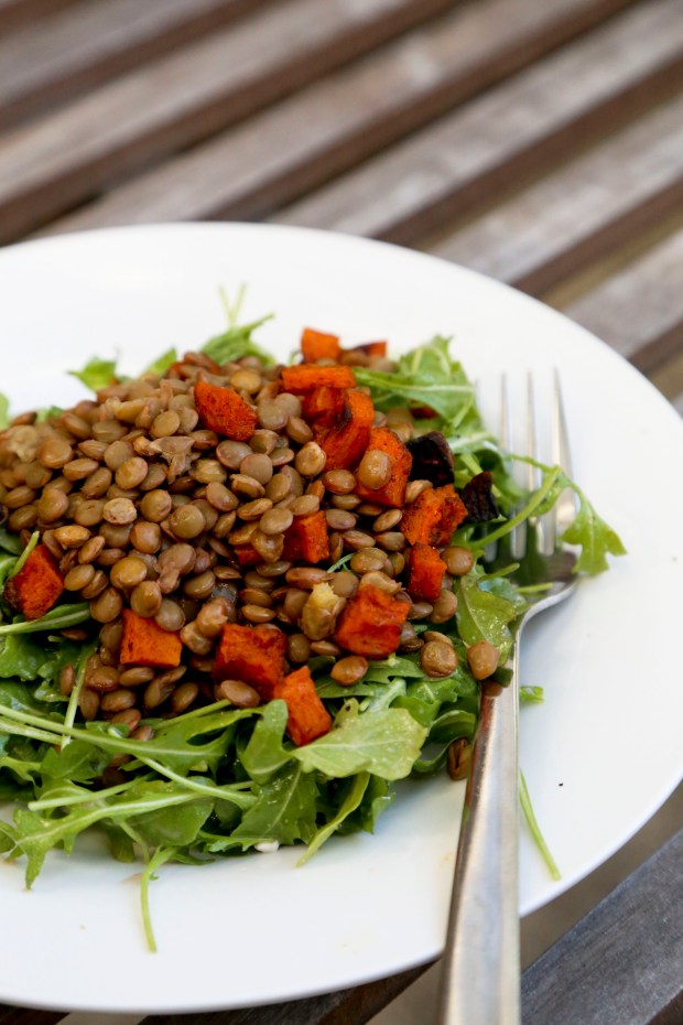 Arugula Salad with Lentils and Spiced Butternut Squash1